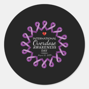 Sticker Rond Journée de sensibilisation à la surdose 2019 Ruban