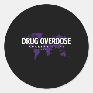 Sticker Rond Journée de sensibilisation à la surdose de drogue