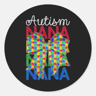 Sticker Rond Journée de sensibilisation à l'autisme mamie coque