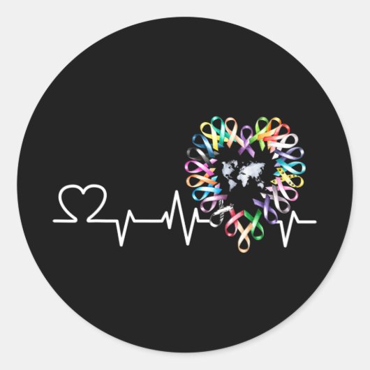 Sticker Rond Journée de sensibilisation à tous les problèmes de (Devant)