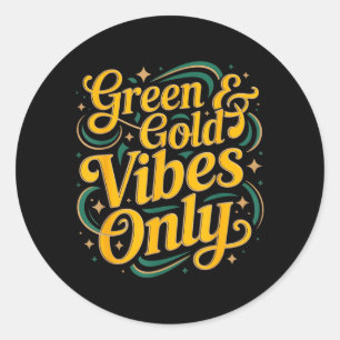 Sticker Rond Journée de terrain du camp d'été Green Gold Vibes