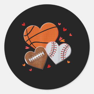 Sticker Rond Journée des Valentines de baseball de football de