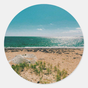 Sticker Rond Journée d'été à la plage dans l'archipel suédois