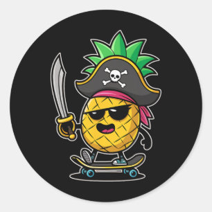 Sticker Rond Journée drôle de parler comme un pirate - Ananas d