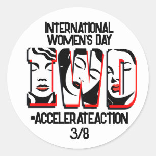 Sticker Rond Journée internationale de la femme Accélérer les