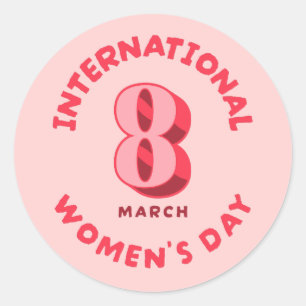 Sticker Rond Journée internationale de la femme rose 8 mars