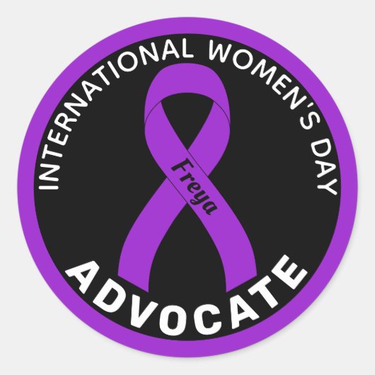 Sticker Rond Journée internationale de la femme Ruban noir (Devant)