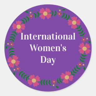 Sticker Rond Journée internationale des femmes violettes