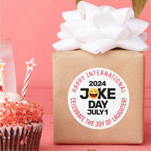 Sticker Rond Journée internationale des plaisanteries face à ri