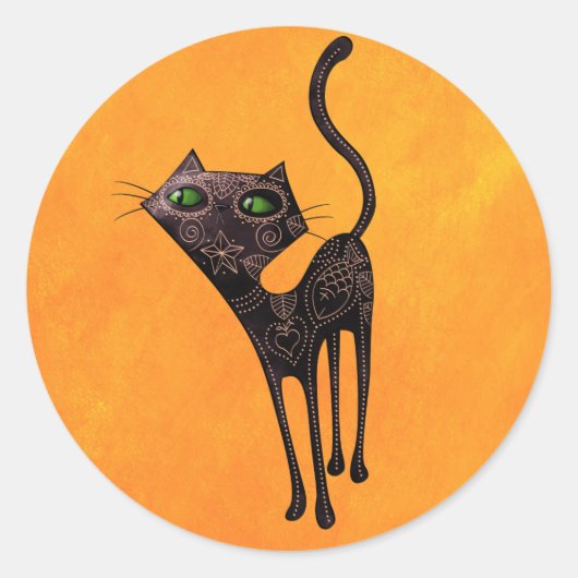 Sticker Rond Journée mexicaine noire du chat mort (Devant)
