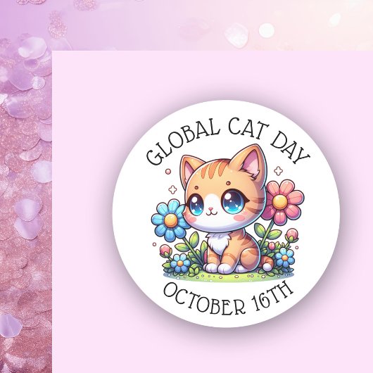 Sticker Rond Journée mondiale des chats 16 octobre