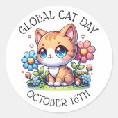 Sticker Rond Journée mondiale des chats 16 octobre (Devant)