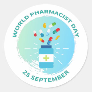 Sticker Rond Journée mondiale des pharmaciens 25 septembre Cad