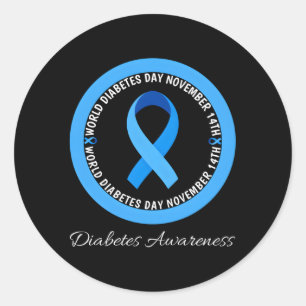 Sticker Rond Journée mondiale du diabète 2023 Type 1 Type 2 Dia