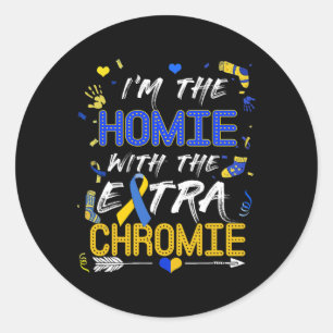 Sticker Rond Journée mondiale du syndrome de Down Homie avec un