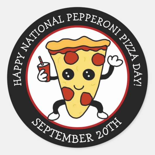 Sticker Rond Journée nationale de la pizza Pepperoni | Vacances (Devant)