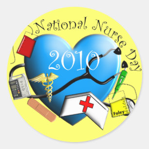 Sticker Rond Journée nationale des infirmières Design du coeur 