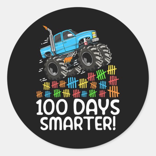 Sticker Rond Jours Camion Monster Smarter 100 Jours D'École 100 (Devant)