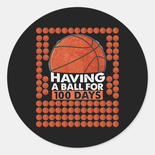 Sticker Rond Jours De Basketball Scolaire 100E Jour Ballons Pou (Devant)