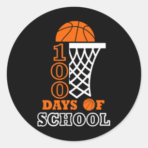 Sticker Rond Jours De Basketball Scolaire Enfants 100e Jour De