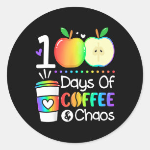 Sticker Rond Jours De Café Et Chaos 100E Jour D'École Pour T