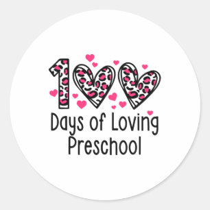 Sticker Rond Jours de maternelle aimante cœur 100e jour d'école