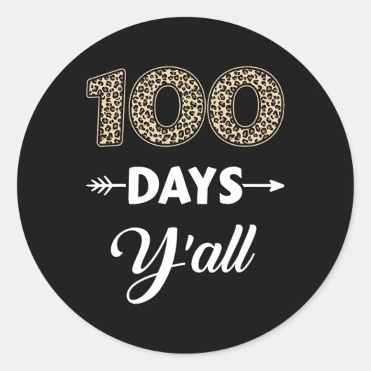 Sticker Rond Jours D'École Y'all Pour 100E Jour Avec Leopard Pa (Devant)