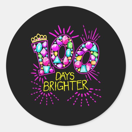 Sticker Rond Jours Enseignants Plus Brighter Filles 100 Jours D (Devant)