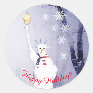 Sticker Rond Jours fériés américains de snowman