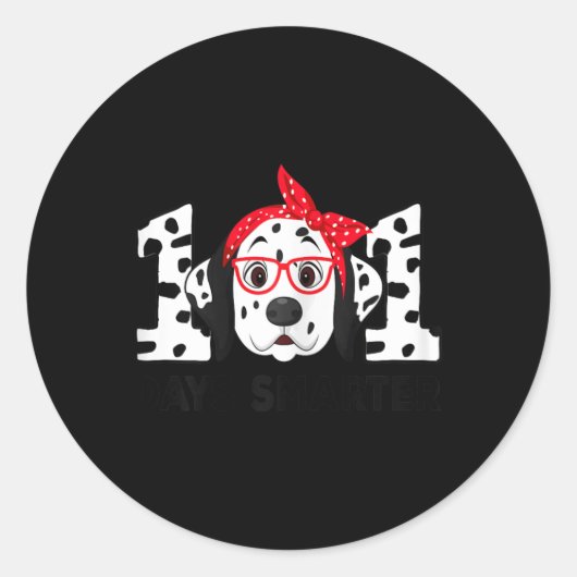 Sticker Rond Jours Smarter 101e jour école Dalmatie Chien ensei (Devant)