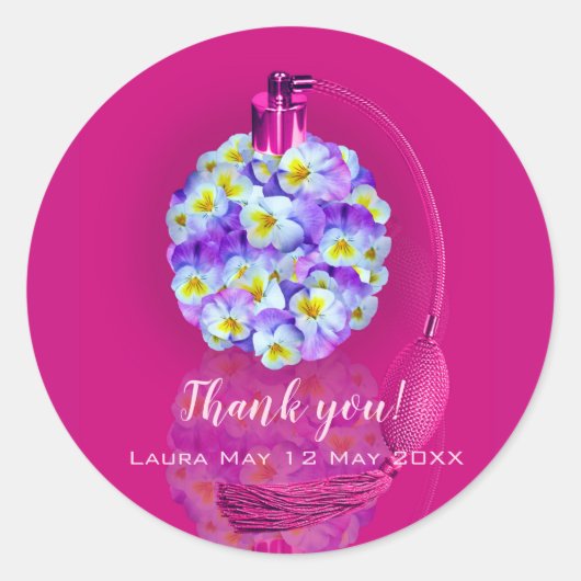 Sticker Rond Jovely Pansy Atomizer fête d'anniversaire (Devant)