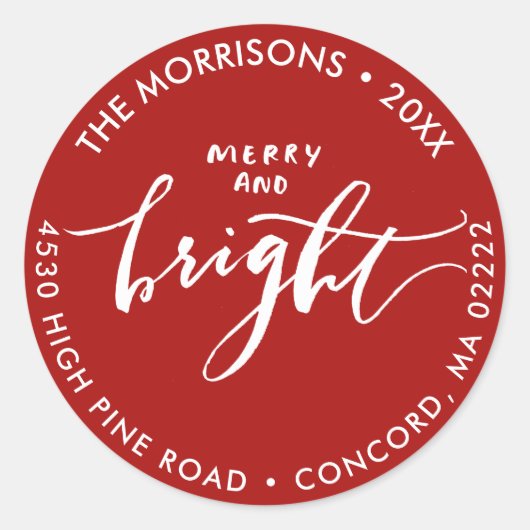 Sticker Rond Joy Bright Christmas Adresse Enveloppe Sceau (Devant)