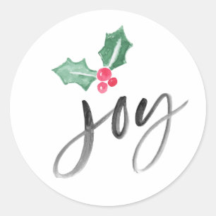 Sticker Rond Joy Brush Script Holiday   Noël