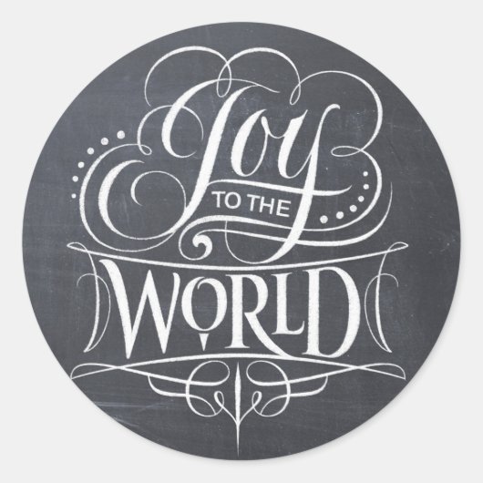 Sticker Rond JOY Chalkboard Noël Calligraphie Lettres (Devant)