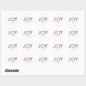 Sticker Rond Joy Christmas Wreath Nom de famille (Feuille)