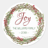 Sticker Rond Joy - Christmas Wreath Nom de famille (Devant)