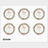 Sticker Rond Joy - Christmas Wreath Nom de famille (Feuille)