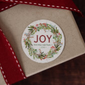 Sticker Rond Joy - Christmas Wreath Nom de famille