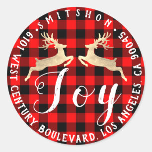 Sticker Rond Joy Deer Holiday Return RSVP Buffalo Fleece Gold