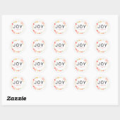 Sticker Rond Joy - Floral Christmas Wreath Nom de famille (Feuille)