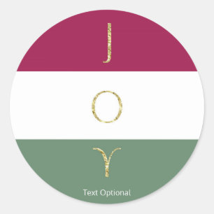 Sticker Rond JOY Gold Sparkle bloc de couleur Fête personnalisé