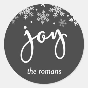 Sticker Rond Joy Holiday Snowflake Personnalisé