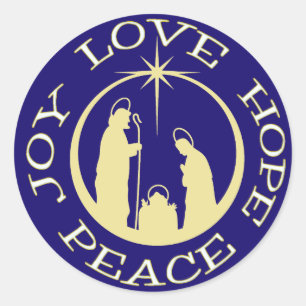 Sticker Rond Joy Love Hope Peace Christmas
