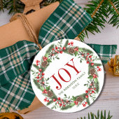 Sticker Rond Joy Nom de famille Couronne de Noël