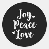 Sticker Rond Joy Peace Love Red Brushed Script Womens Holiday (Devant)