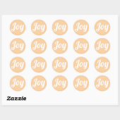 Sticker Rond Joy Peach Couleur Script Simple Vacances modernes (Feuille)