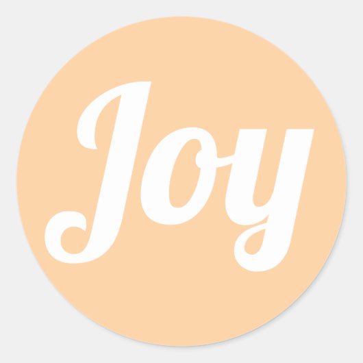 Sticker Rond Joy Peach Couleur Script Simple Vacances modernes (Devant)