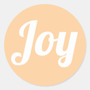 Sticker Rond Joy Peach Couleur Script Simple Vacances modernes