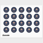 Sticker Rond JOY Photo Marine Blue Christmas Retourner Adresse  (Feuille)