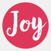 Sticker Rond Joy Red Brossé Script Holiday (Devant)